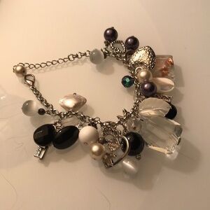 Bracelet charm variety vintage lobster clasp 9 total inches silver tone